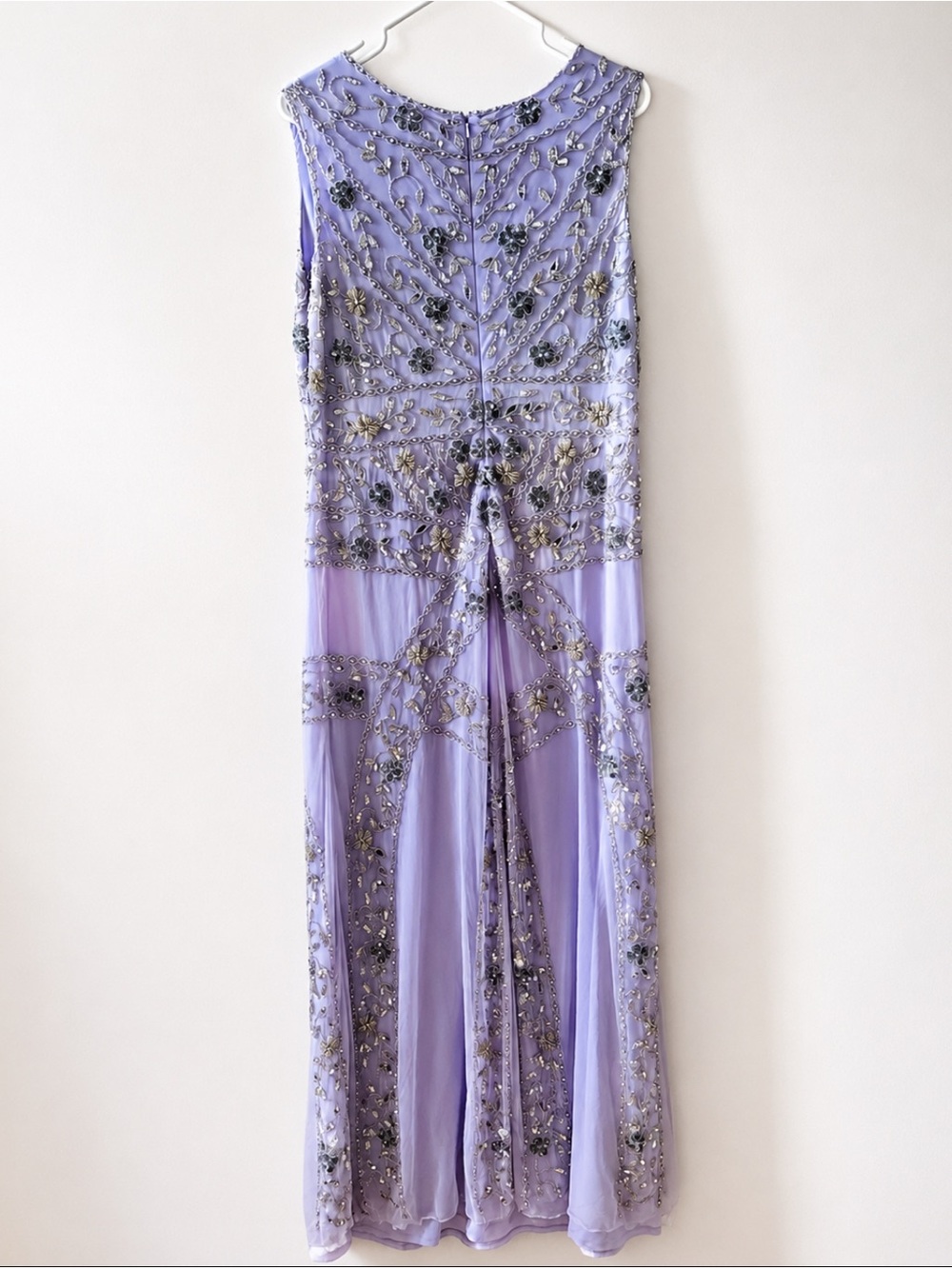 Vintage Style Lavender Beaded Evening Dress Size 16 - Picture 8 of 8